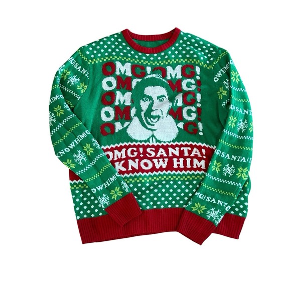 Elf Will Ferrell Costume Mens 2XL Green Christmas Holiday Sweater Outfit - Picture 1 of 5